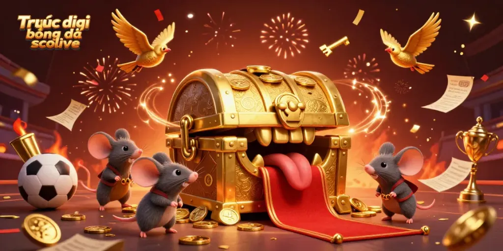 Experience Trực tiếp bóng đá socolive in a vibrant, detail-rich 3D gambling scene filled with sports elements.
