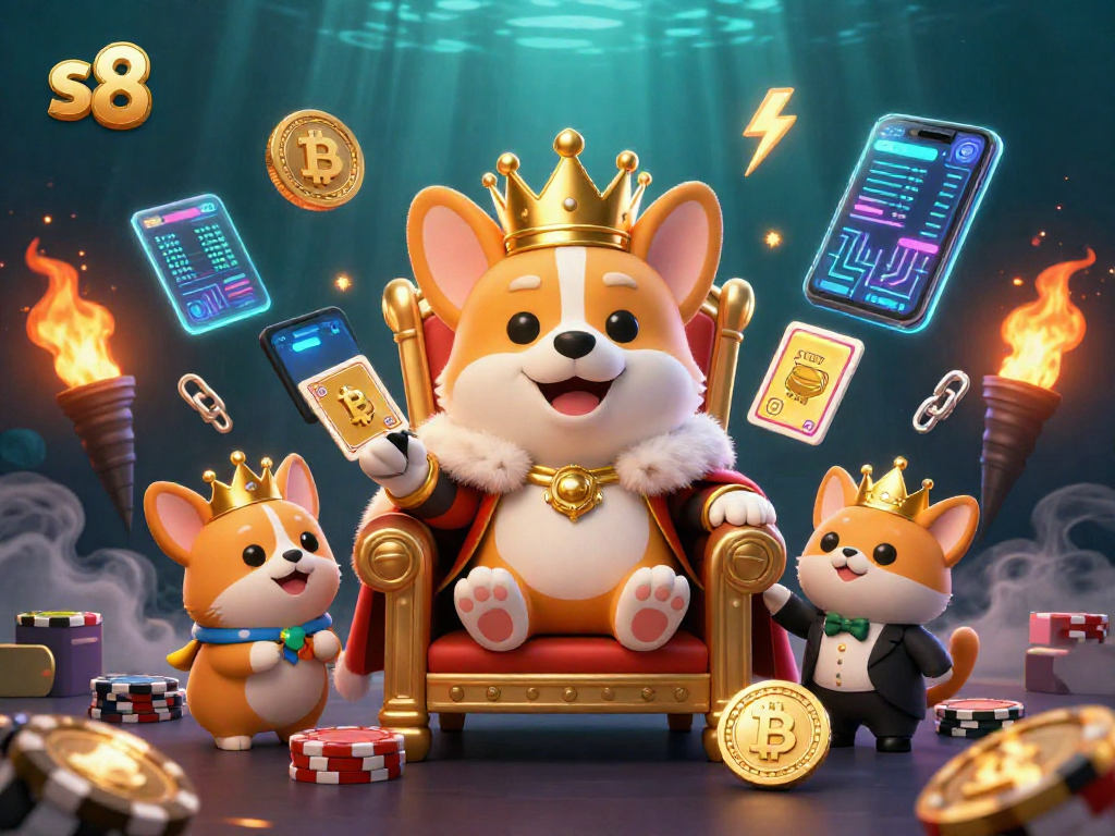 Engage in thrilling gameplay at s8, featuring vibrant 3D characters and crypto casino elements in a dynamic scene.
