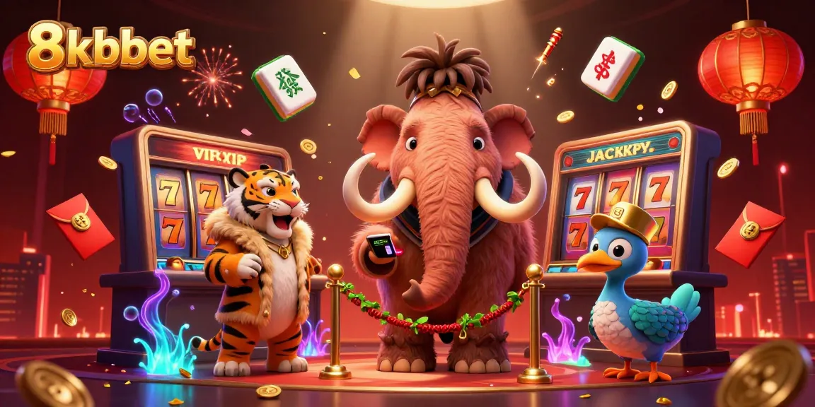 Experience the thrilling 8xbet casino scene with engaging characters and vibrant slot game elements.