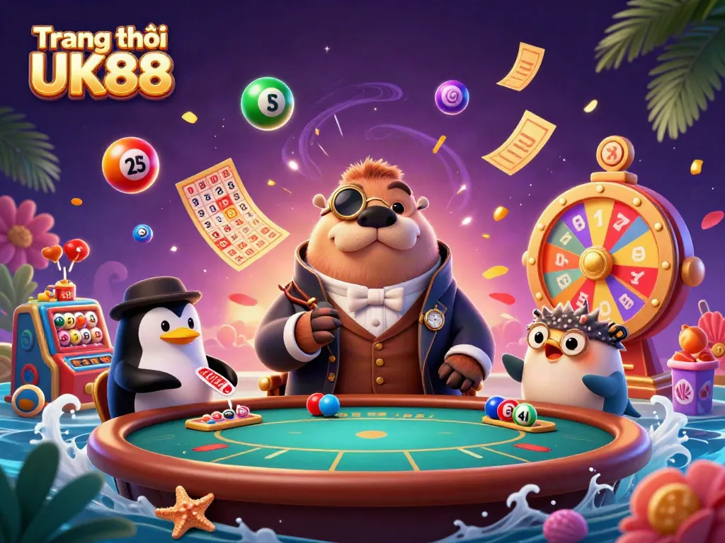 Engage in fun at Trang chủ UK88 with a vibrant underwater casino scene featuring a walrus and dealer.