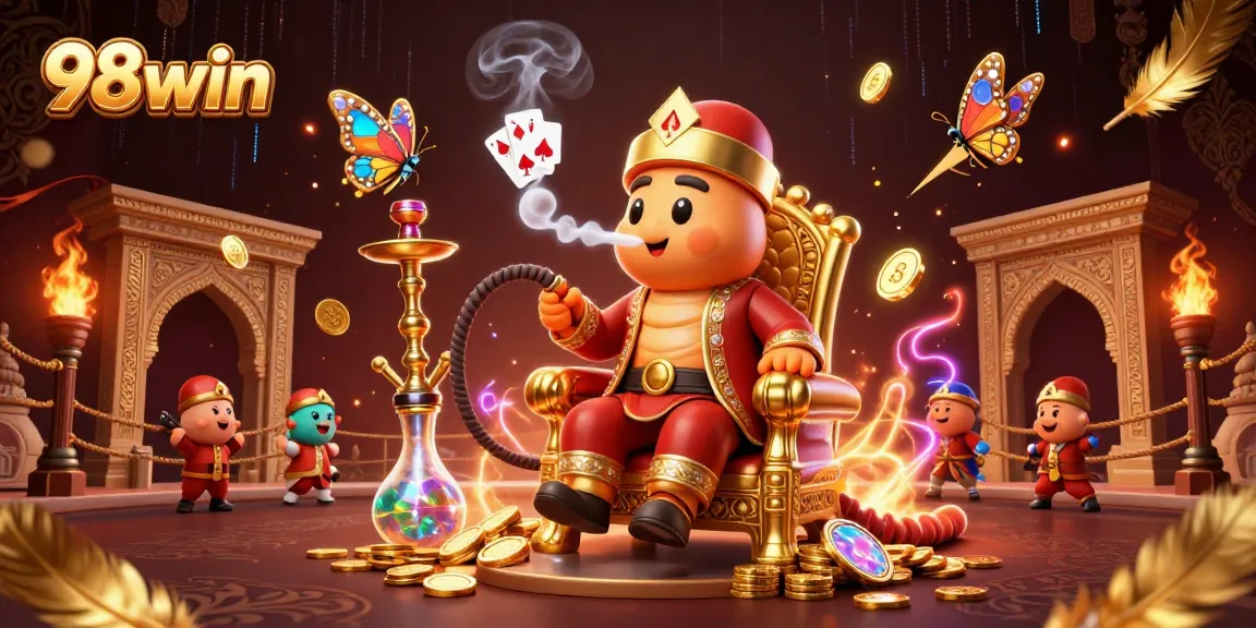 Experience thrilling moments with 98win in this vibrant 3D casino illustration.