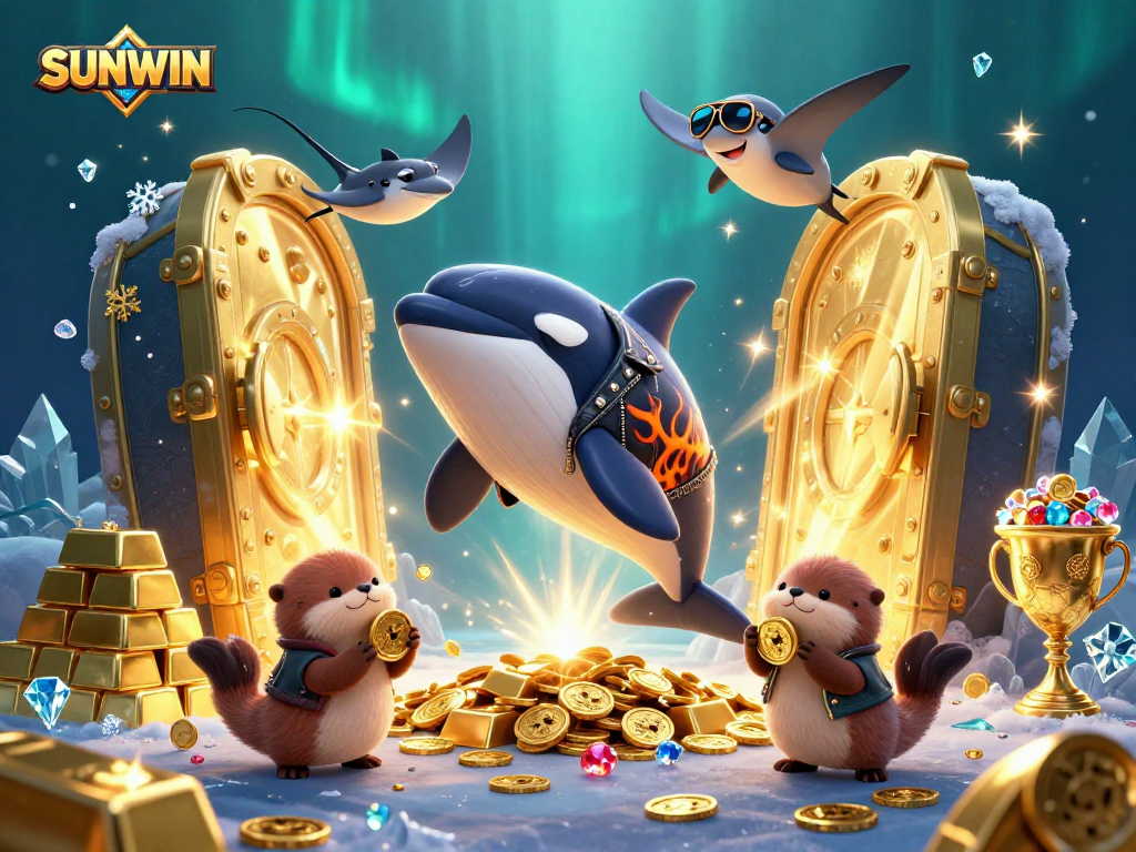 Experience gaming thrill with SUNWIN, as sea creatures dive for riches amidst sparkling treasure.