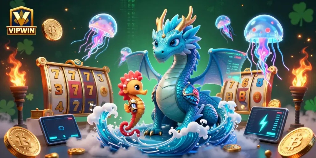 Experience thrilling jackpots at VIPWIN with dynamic 3D casino elements and vibrant characters.