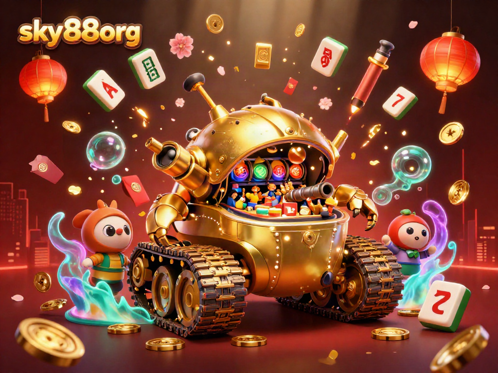 Engage with the vibrant scene of sky88org’s colorful casino tank filled with slot excitement.