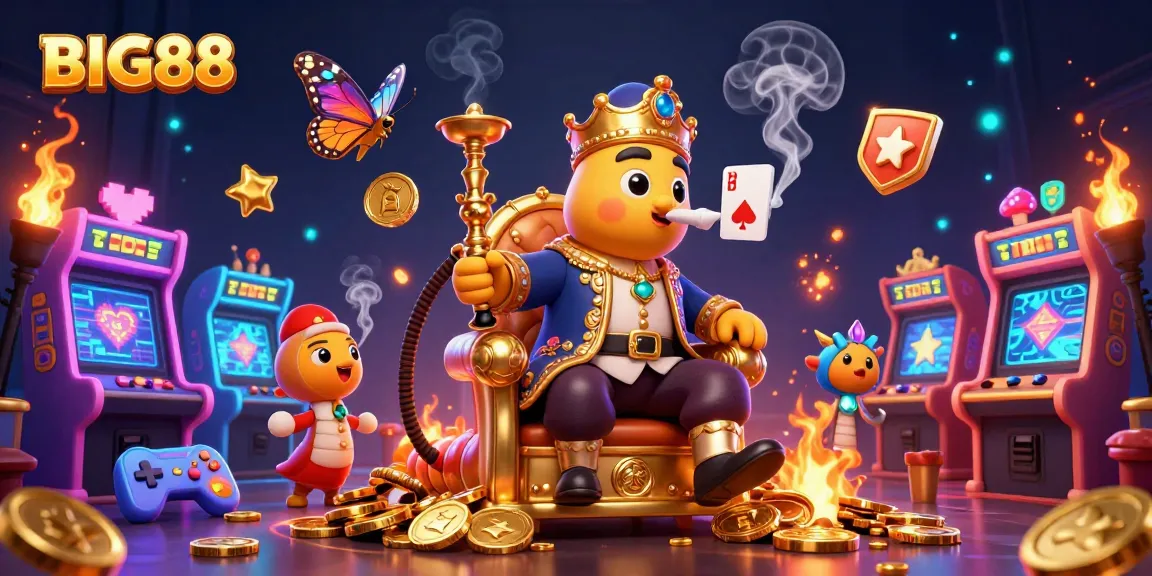 Experience the excitement of BIG88 with colorful game elements and dynamic characters in a vibrant casino scene.
