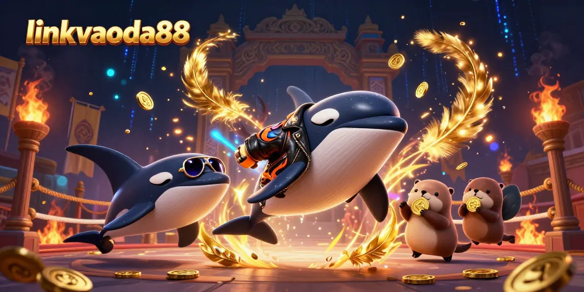 linkvaoda88 showcases a vibrant 3D casino world, featuring exciting characters and rich gambling elements.