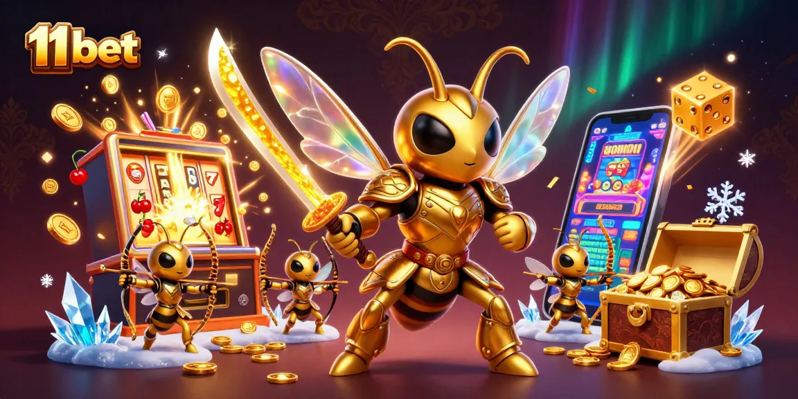 Engage with 11 bet in a dynamic casino scene showcasing a golden samurai hornet and exciting game elements.