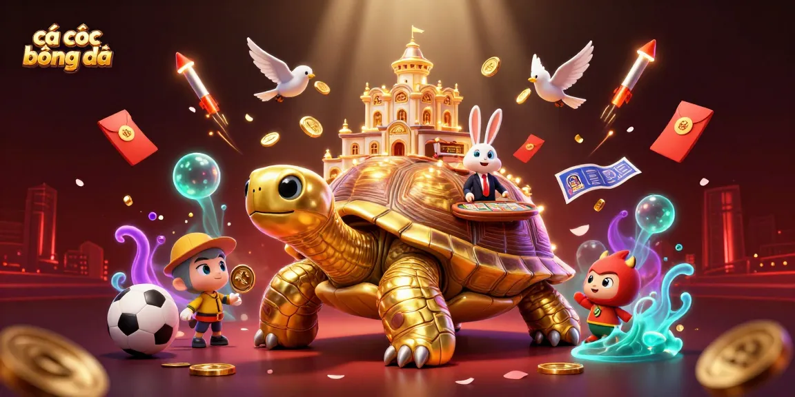 Experience cá cược bóng đá with a vibrant scene of gambling excitement, dynamic characters, and festive elements.