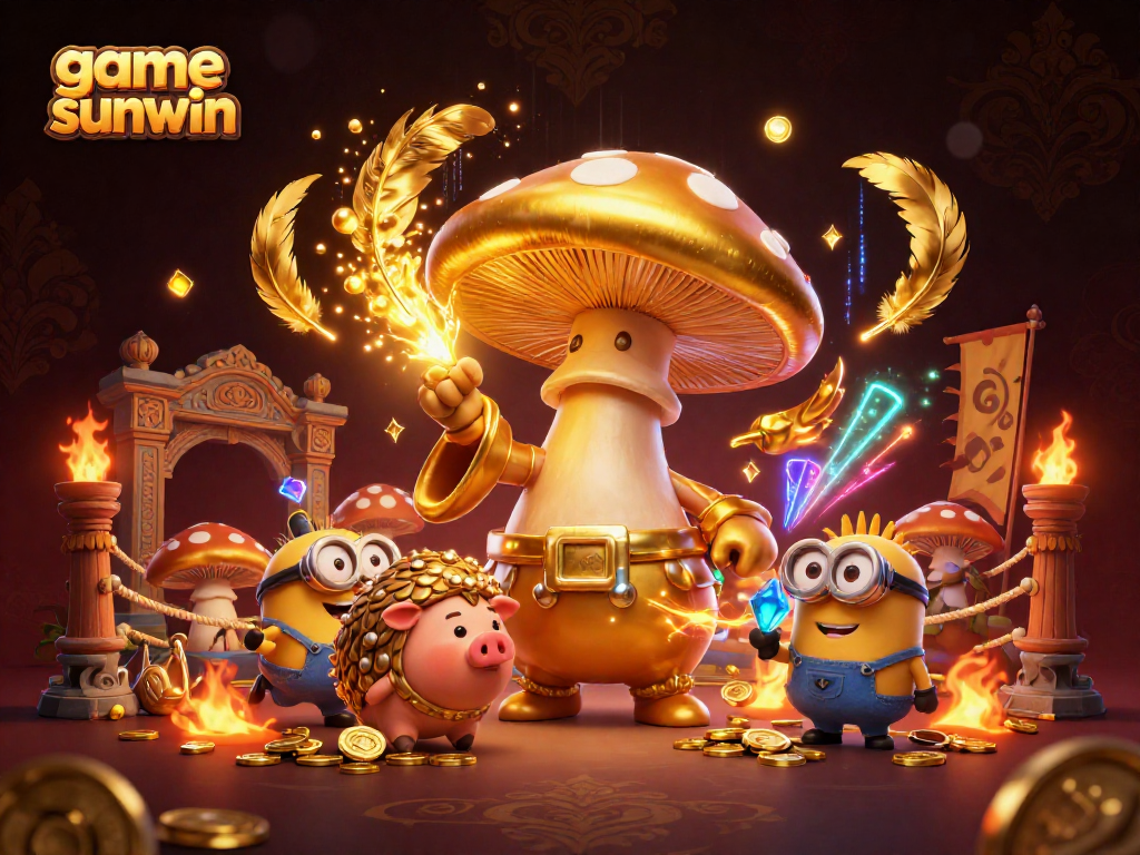 Experience game sunwin with gold coins and magic in this dynamic 3D illustration.