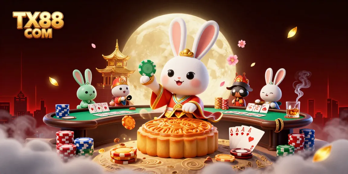 Engage in thrilling casino action with TX88 COM illustrated in a colorful lunar scene.