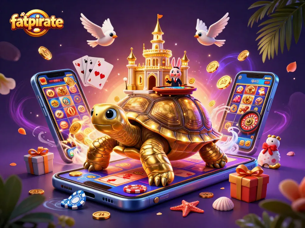 Experience thrilling action at fatpirate casino with golden tortoise and vibrant game elements.
