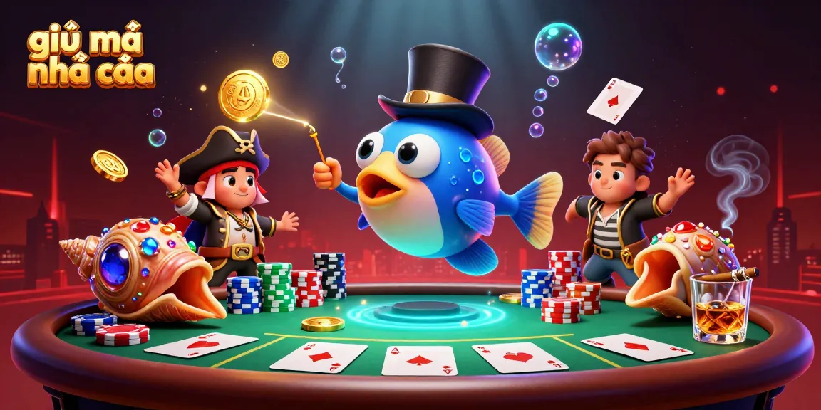 Engaging scene of giải mã nhà cái featuring characters and poker elements, showcasing high-stakes excitement.