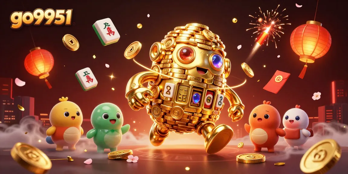 Spin the reels and win big with go9951's vibrant golden golem and festive casino elements.