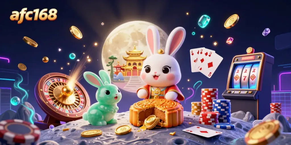 Engage in thrilling gameplay at afc168 with vibrant casino elements, featuring a dynamic 3D scene.