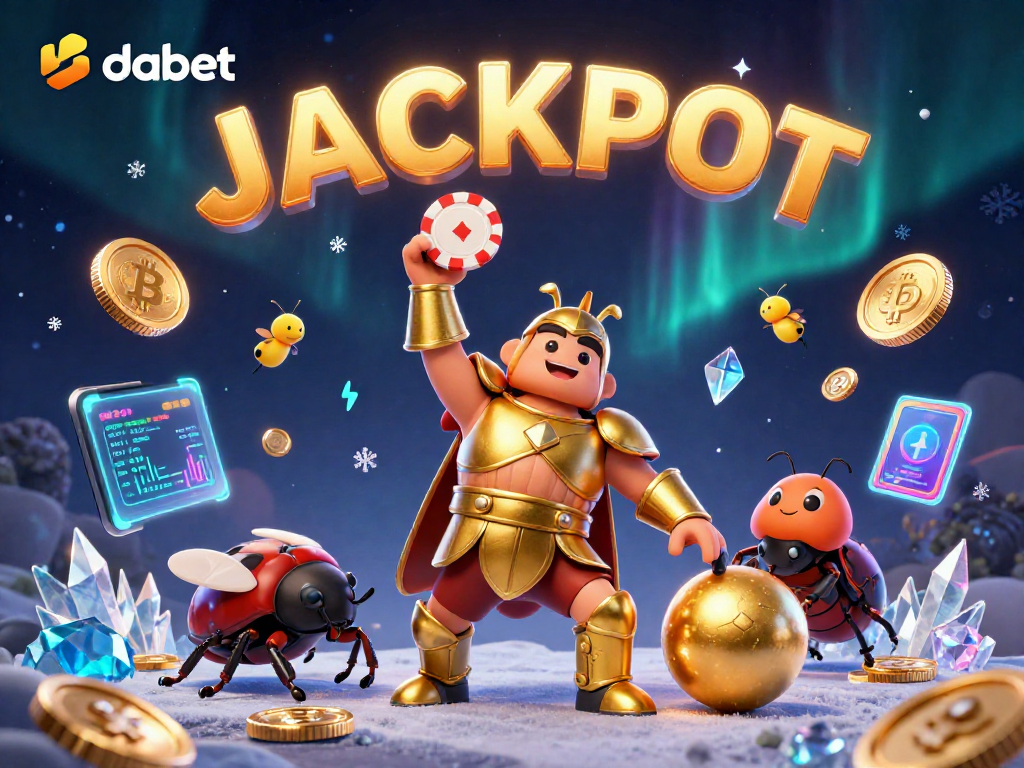Engage with dabet's winning strategies illustrated by a heroic beetle in a casino-themed adventure.