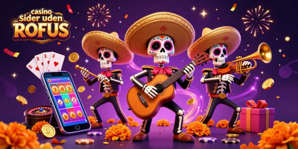 Engage in thrilling action with casino sider uden ROFUS showcasing a festive mariachi band and vibrant gaming elements.