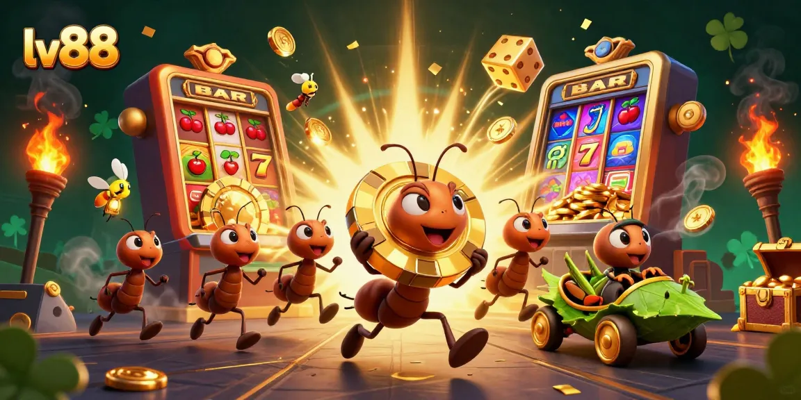 lv88 ants heist illustration showcasing an energetic casino adventure with vibrant graphics