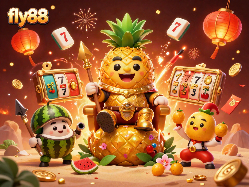Experience thrilling gameplay with fly88, featuring vibrant casino elements and festive characters.