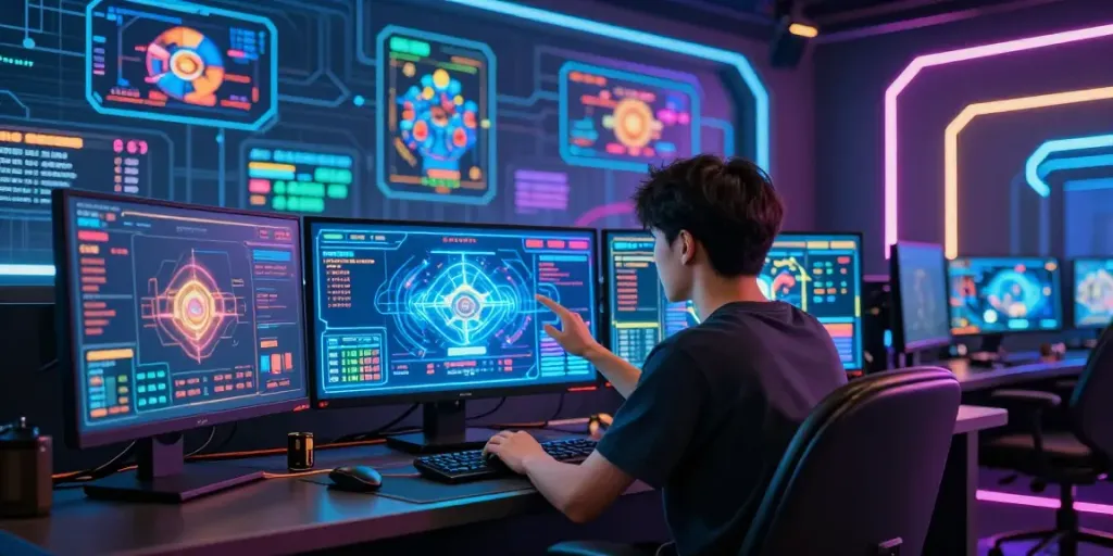 Kombinasi interaksi pengguna dengan tisu4d dalam lingkungan digital canggih yang menampilkan peluang taruhan.