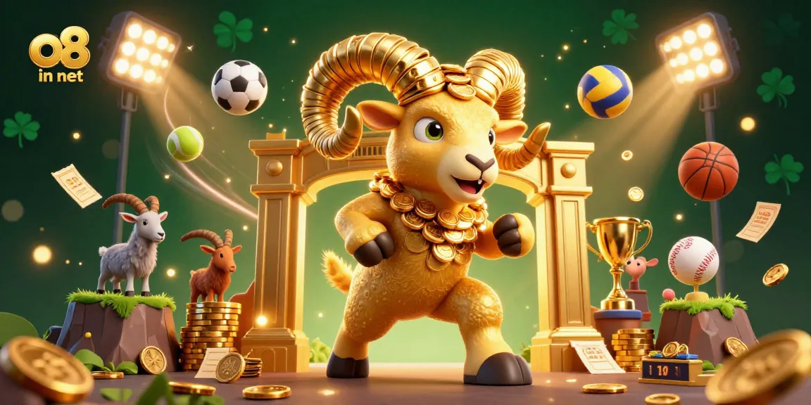 Engage with thrilling sports betting excitement at o8 in net, featuring a golden ram amidst dynamic action.