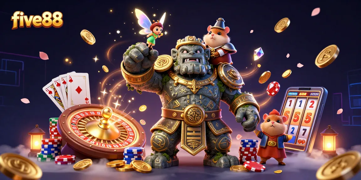 Experience exciting gameplay with five88 as magical characters bring a vibrant casino scene to life.