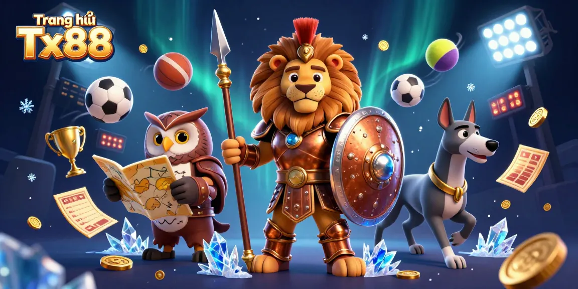 Engage with Trang chủ Tx88 through thrilling sports betting elements illustrated in a vibrant 3D scene.