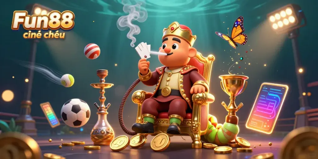 Experience dynamic sports betting and casino action with Fun88 chính thức in this vibrant illustration.
