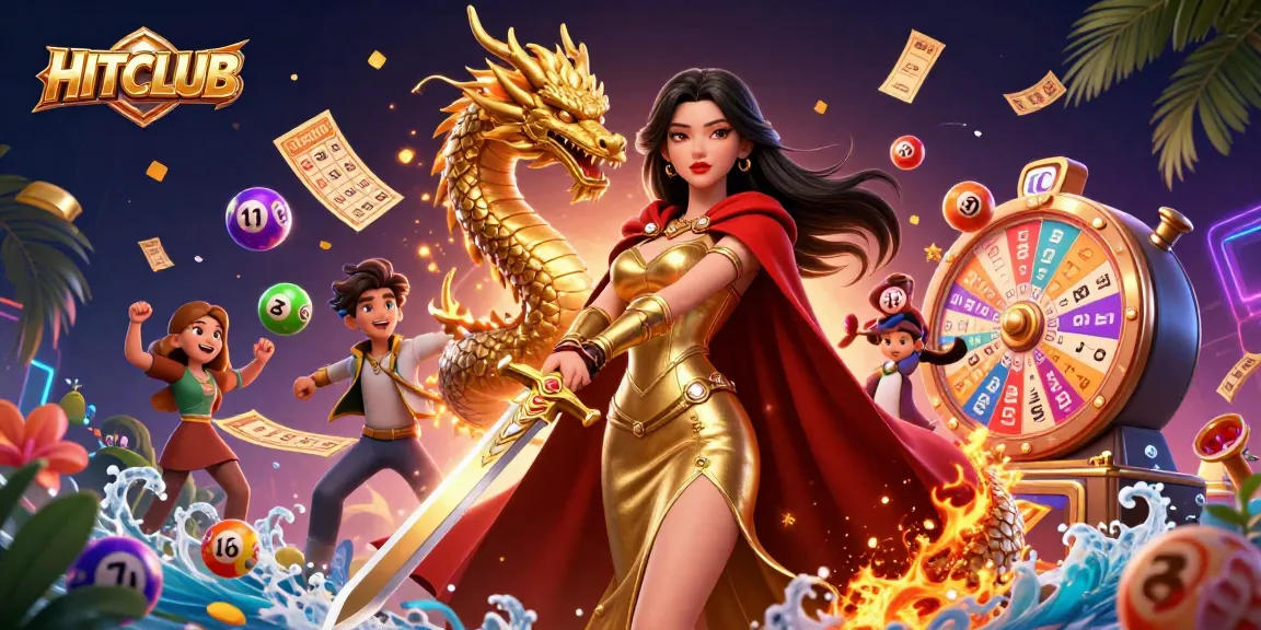 Engage in exhilarating gameplay at HITCLUB, featuring an action-packed scene with dynamic lottery elements.
