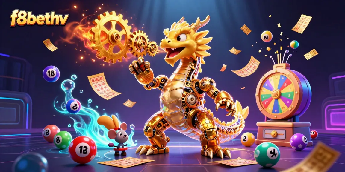 Experience the excitement of f8bethv with vibrant lottery elements and a dazzling golden dragon.