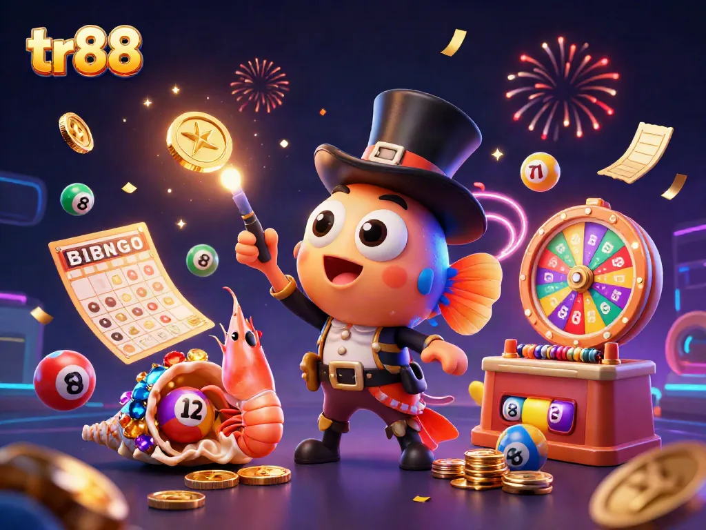 Experience thrilling gameplay with tr88, featuring vibrant lottery elements and lucky underwater characters.