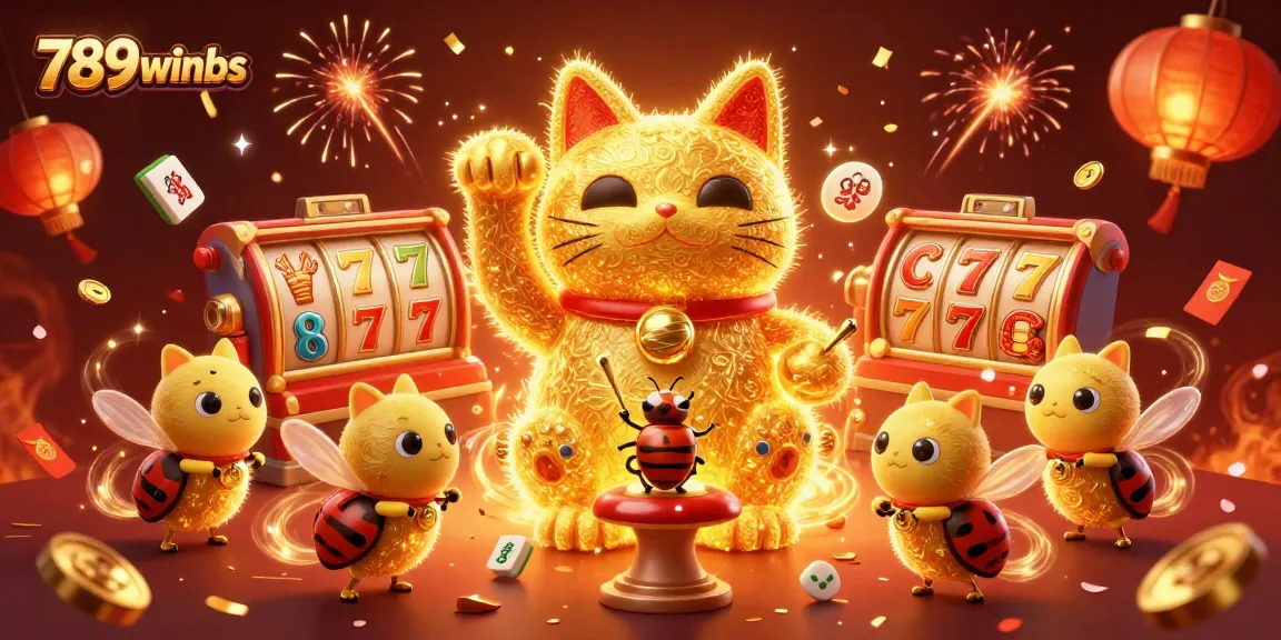 Spin and win with 789winbs in this vibrant casino scene featuring lucky symbols and 3D dynamics.