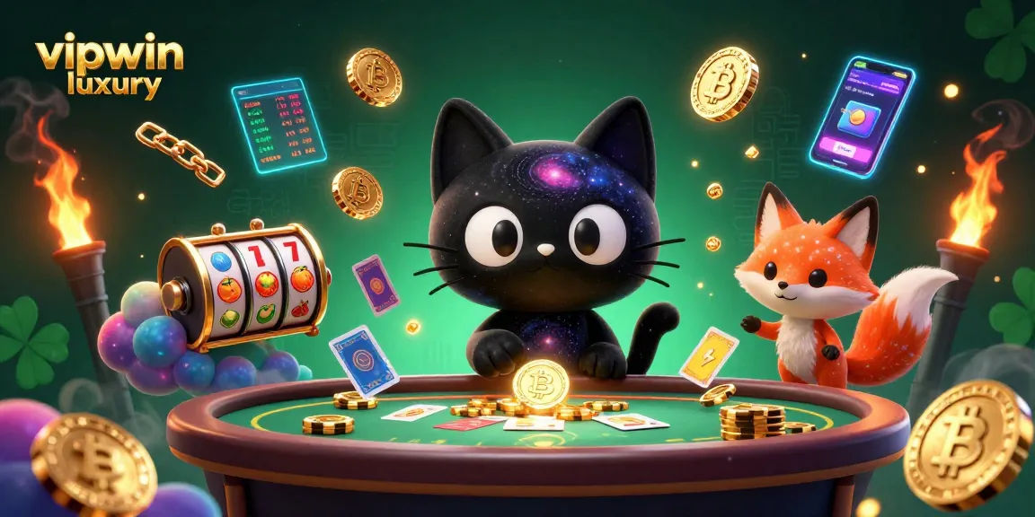 Experience ultimate excitement with vipwin luxury as a cosmic cat spins its luck at the casino!