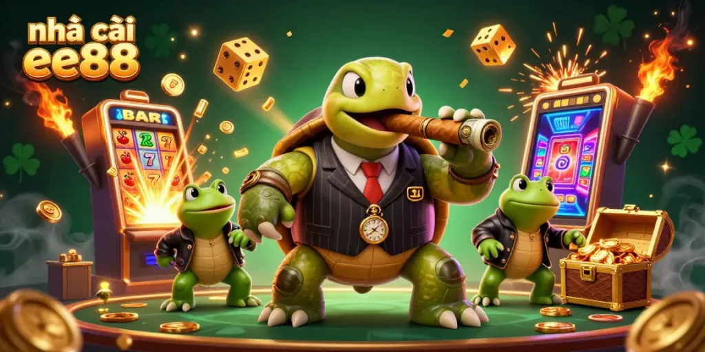 Experience high-stakes gaming at nhà cái ee88 featuring a snapping turtle in a casino setting