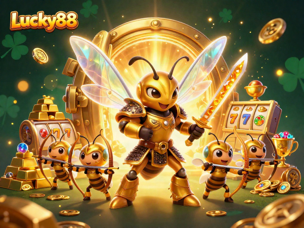 Engage in the Lucky88 slot adventure with golden hornet samurai and vibrant casino elements.