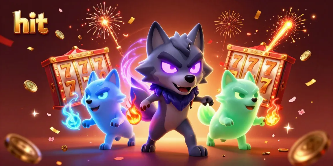 Hit the jackpot with an engaging 3D illustration of a shadow wolf leader, surrounded by vibrant casino elements.