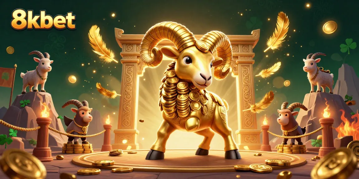 Engage in thrilling gameplay at 8kbet with a vivid scene of golden ram in an exciting casino setting.