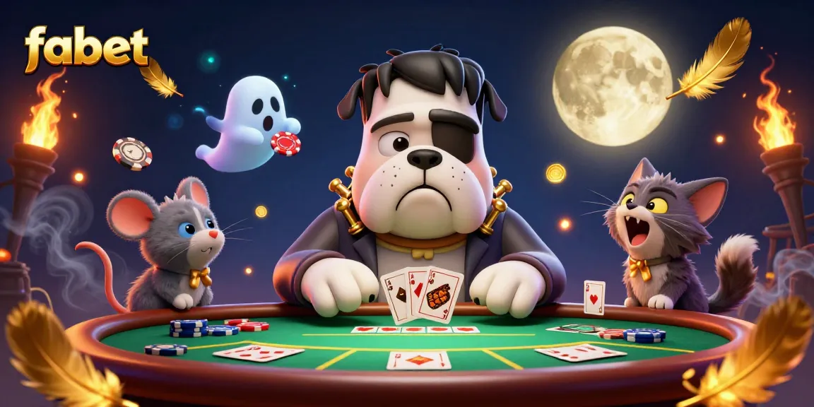 Engaging fabet casino scene with a Frankenstein bulldog dealing cards, tapping into thrilling poker excitement.