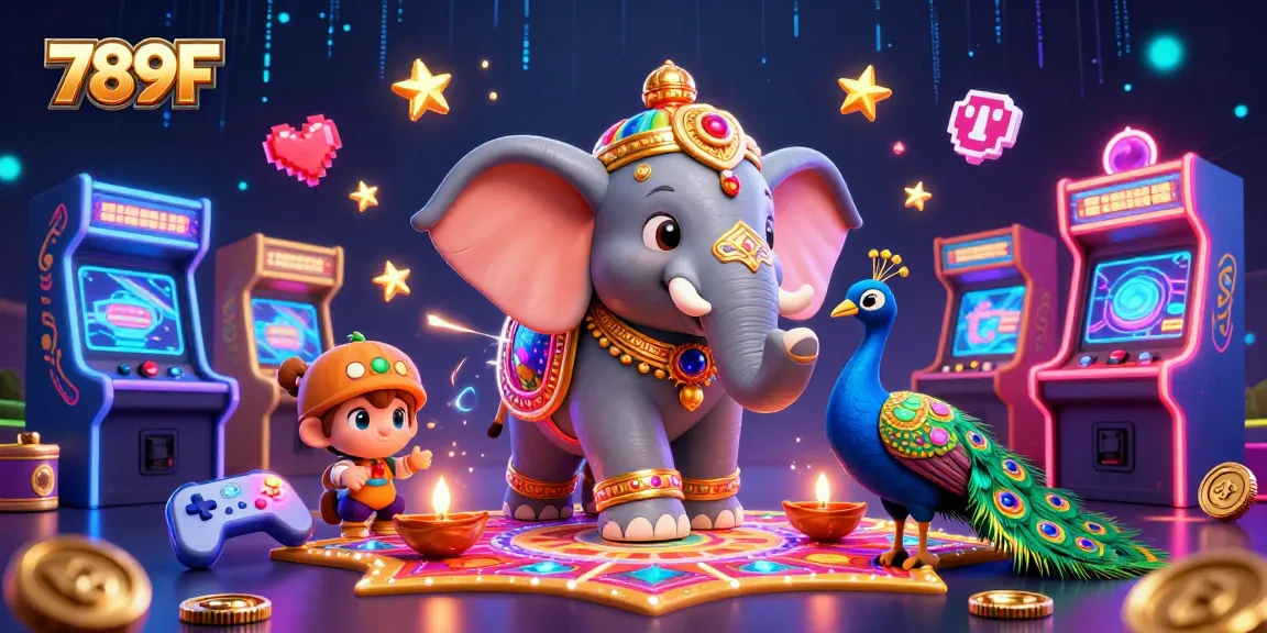 Experience the vibrant world of 789F with a colorful 3D casino illustration bursting with energy.
