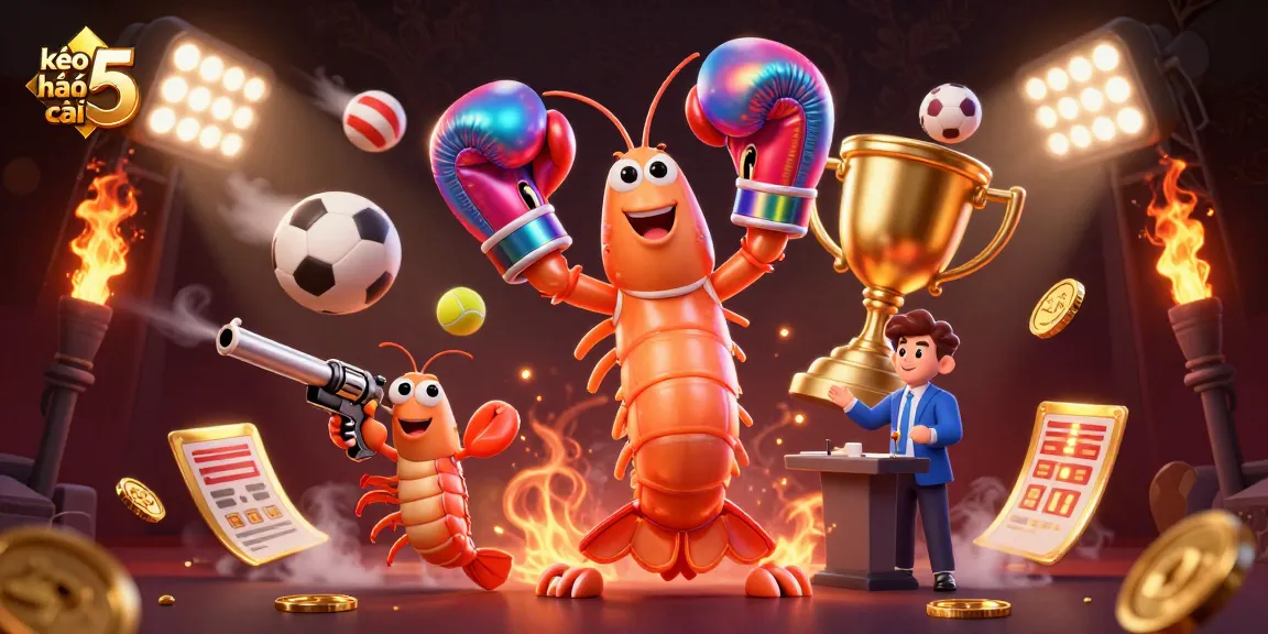 Engaging kèo nhà cái 5 illustration showcasing vibrant sports characters and dynamic betting elements.