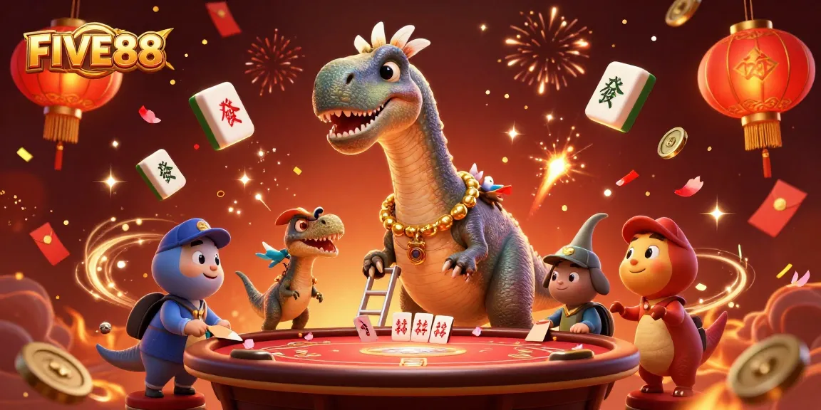 Experience thrilling gameplay at FIVE88 with a vibrant 3D illustration showcasing a playful casino adventure.