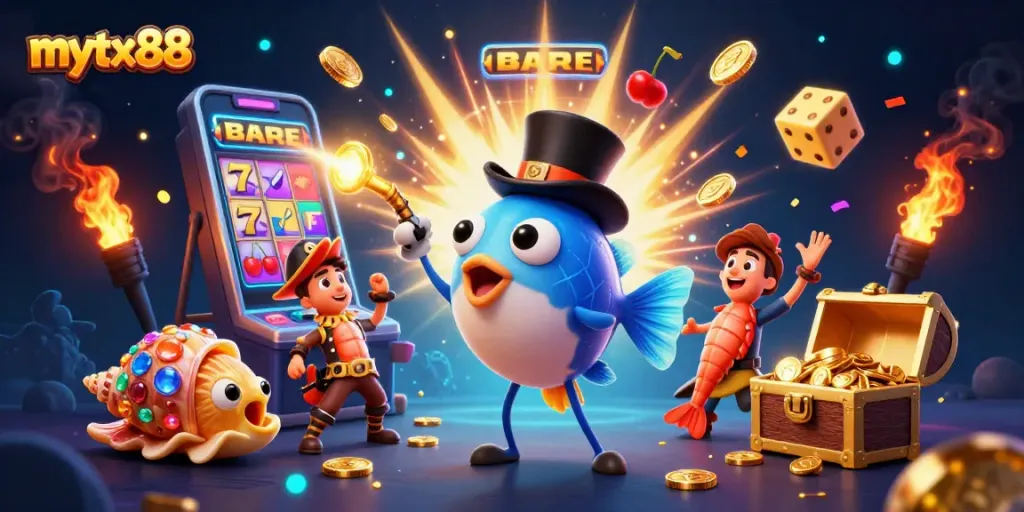Uncover the excitement of mytx88 casino with an engaging 3D illustration featuring dynamic game elements.