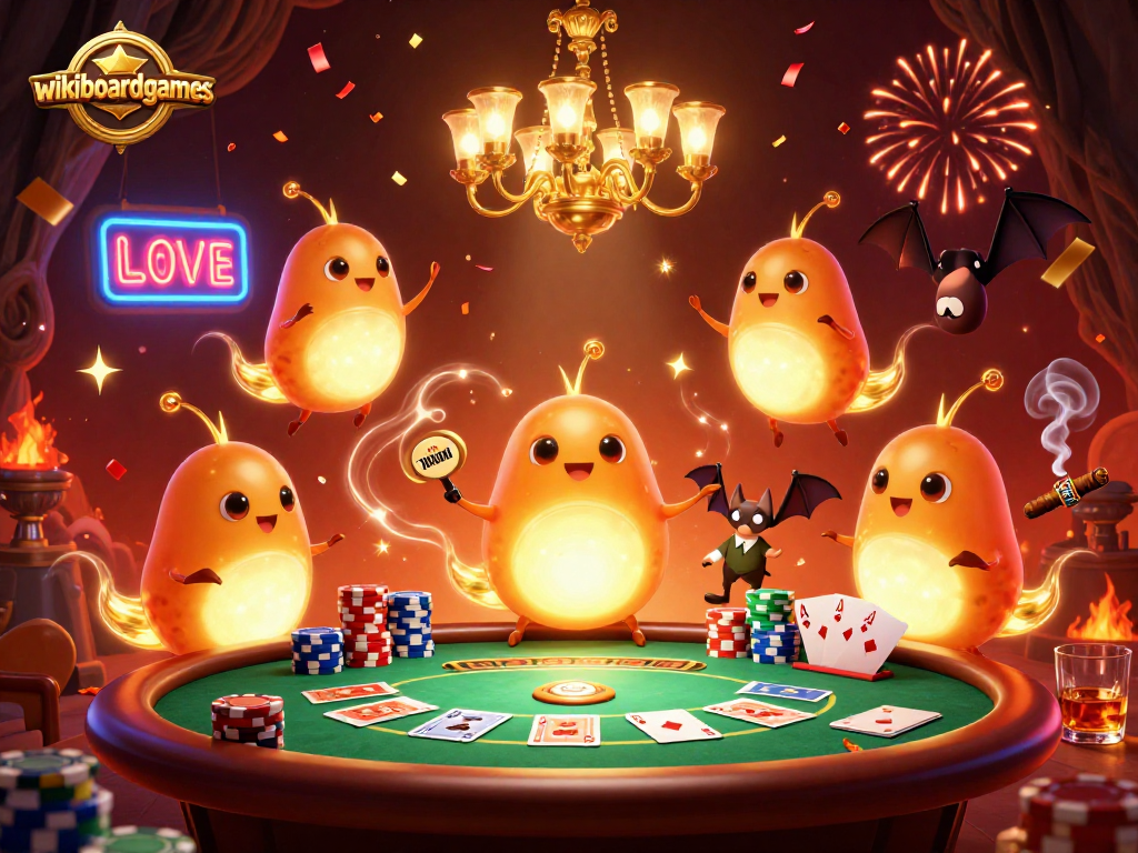 Experience thrilling poker action at wikiboardgames with bioluminescent creatures lighting the casino.