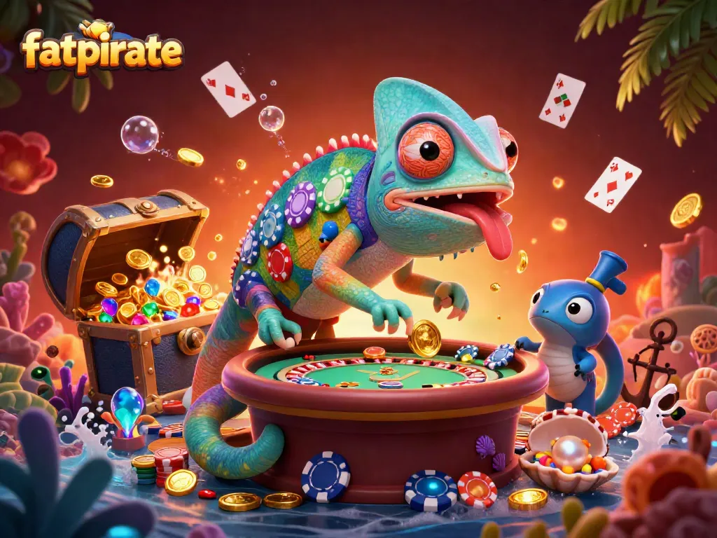 Experience fortune and fun at fatpirate casino with a vibrant, underwater-themed 3D illustration.