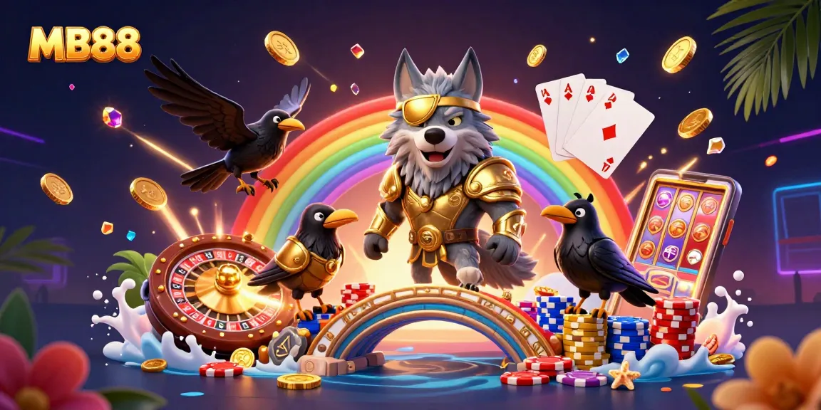Hình ảnh MB88 biểu diễn chiến thắng với thiết kế casino hoành tráng và đầy màu sắc.