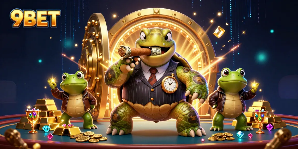Experience 9BET with a dazzling casino scene showcasing characters and treasures to engage players.