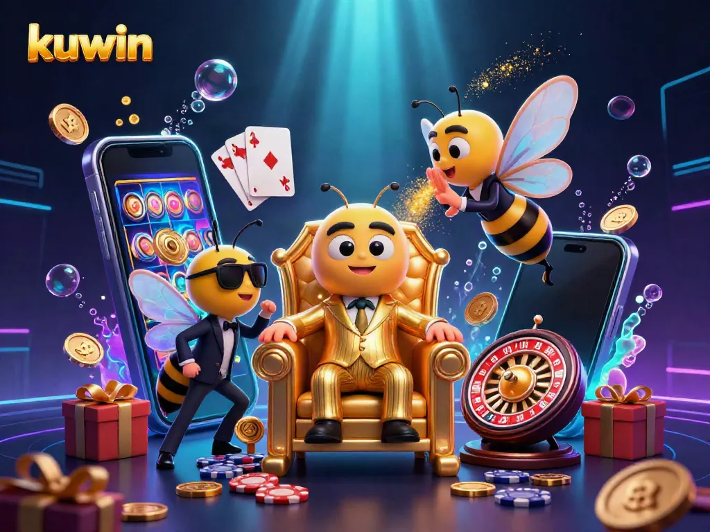 Engage with kuwin's vibrant gaming scene featuring dynamic characters and slot action elements.