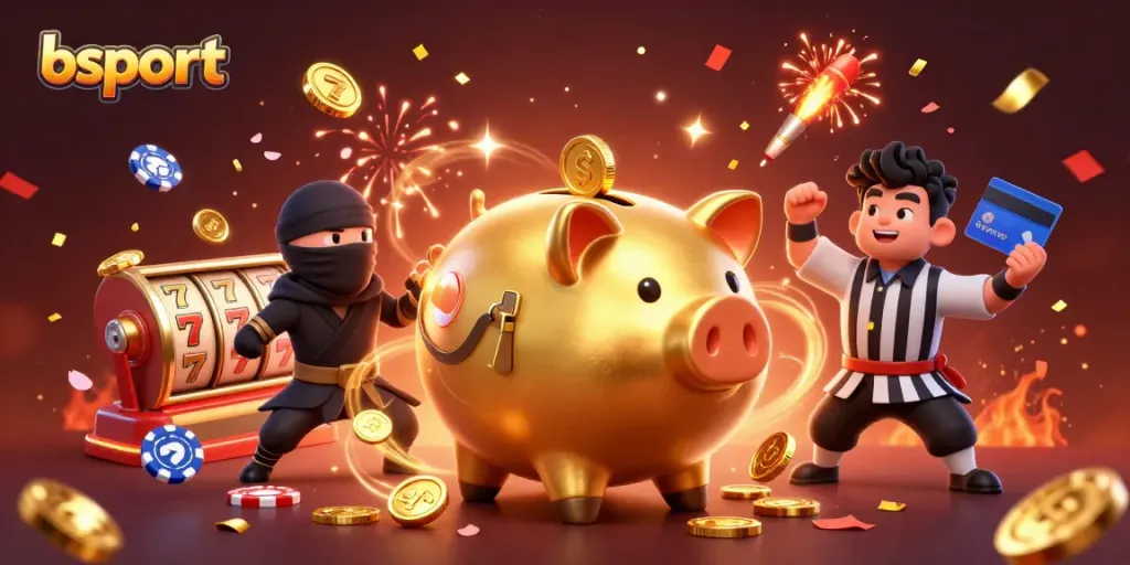 Experience the thrilling action of bsport's dynamic casino scene with vibrant characters and casino elements.