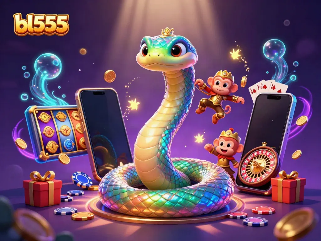 Experience the thrill of bl555 with animated casino characters in a vibrant digital setting.