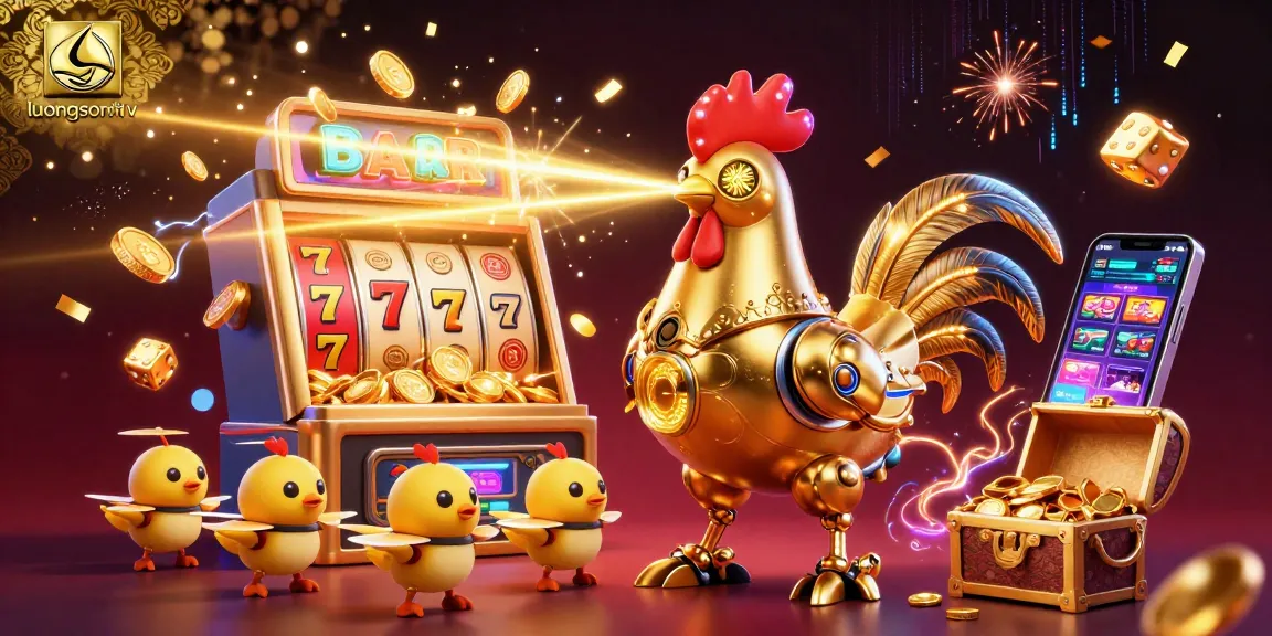 Experience the excitement of luongsontv with a lively 3D illustration showcasing immersive gambling elements.