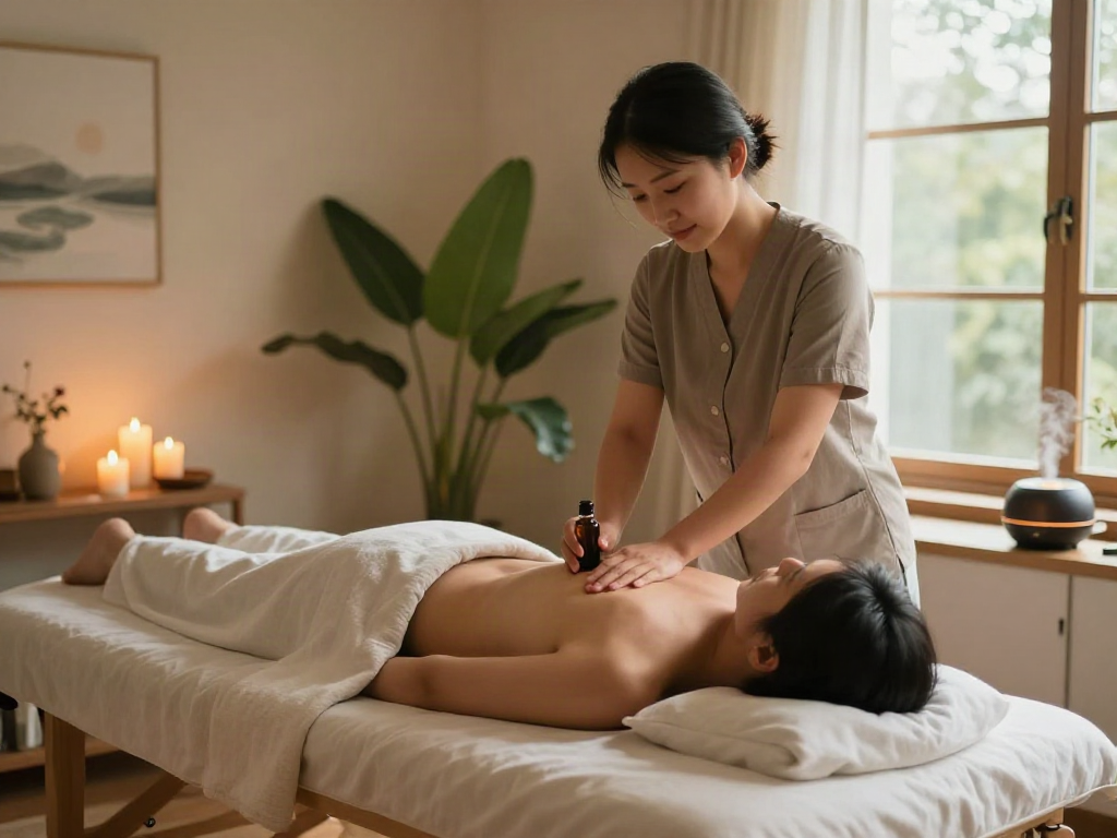 Immerse in relaxation with 파주출장마사지 in a tranquil home setting, featuring soothing massage therapy.